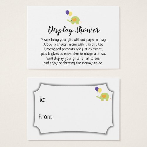 Simple Display Baby Shower Gift Card with Elephant