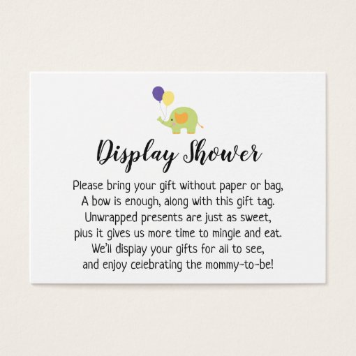 Simple Display Baby Shower Gift Card with Elephant Zazzle