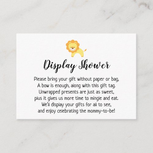 Simple Display Baby Shower Gift Card with Lion