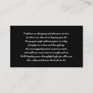 Simple display bridal shower insert card + tag