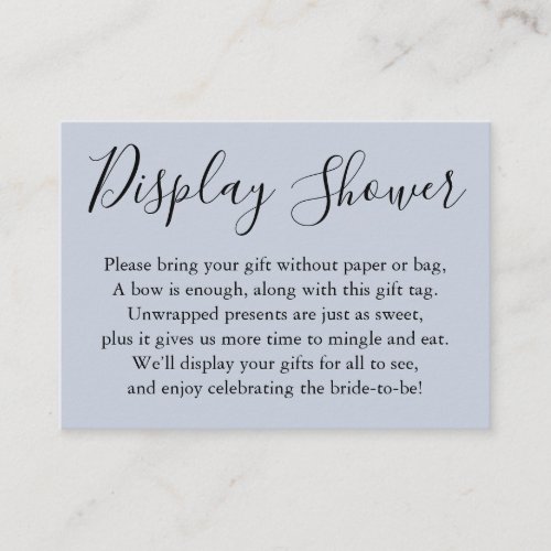 Simple Display Bridal Shower Light Dusty Blue Enclosure Card