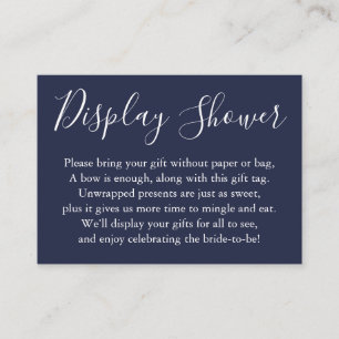 Simple Display Bridal Shower White and Navy Blue Enclosure Card