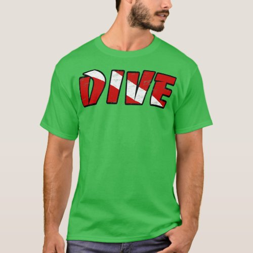 Simple DIVE dive flag Scuba Diving Red wand White T_Shirt