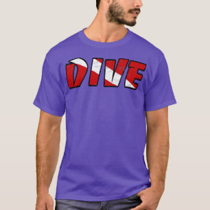 Simple DIVE dive Scuba Diving Red wand White T-Shirt
