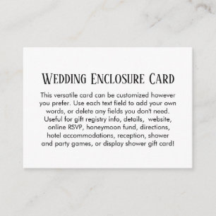 Simple DIY Custom Wedding Black & White Enclosure Card