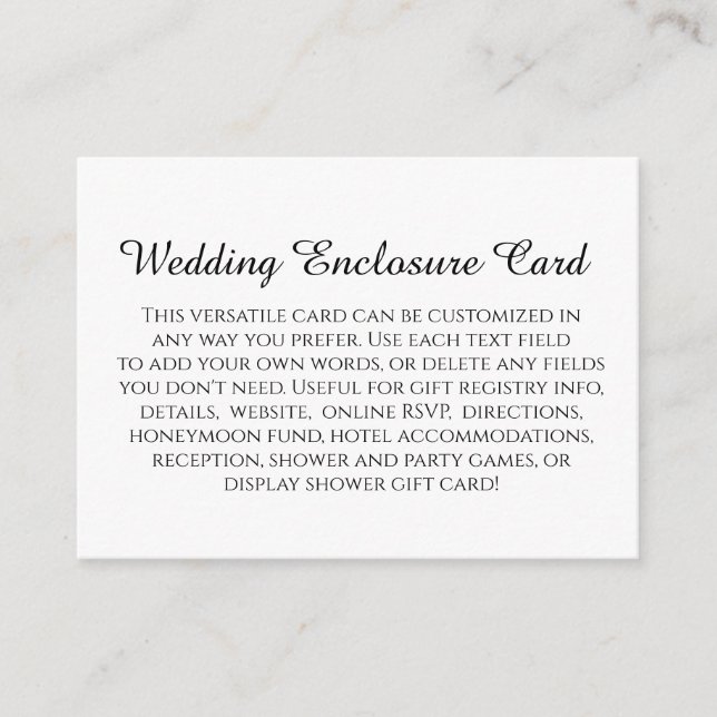 Simple DIY Custom Wedding Black & White Enclosure Card (Front)