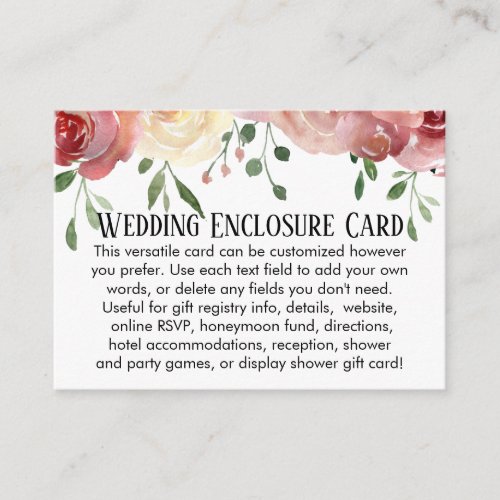Simple DIY Custom Wedding Blush Pink Floral Enclosure Card