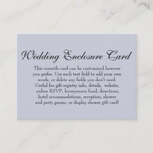 Simple DIY Custom Wedding Versatile Dusty Blue Enclosure Card
