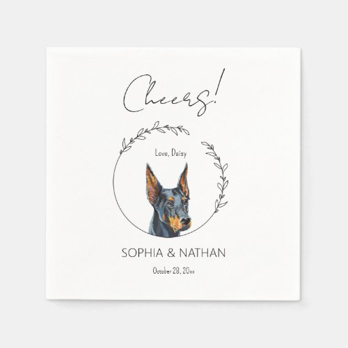 Simple Doberman Pinscher Dog Wedding Cocktail  Napkins