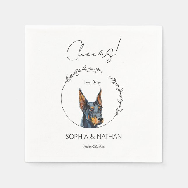 Simple Doberman Pinscher Dog Wedding Cocktail  Napkins (Front)