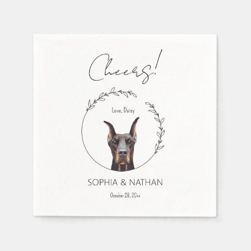 Simple Doberman Pinscher Dog Wedding Cocktail  Napkins