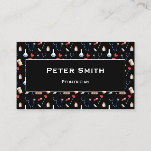 Simple Doctor Equipment Pattern Business Card