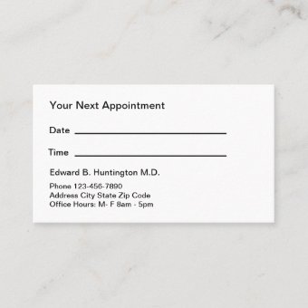 Simple Doctor Office Appointment Cards | Zazzle