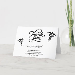 Simple Doctor Patient Referral Letterpress Thank You Card