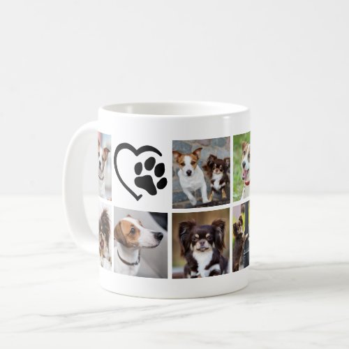 Simple Dog 10 Photo Collage Pawprint Heart Coffee Mug