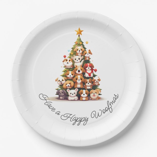 Simple Dog Christmas  Paper Plates (Front)