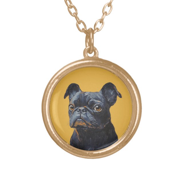 Simple dog Custom Photo Gold Plated Necklace (Front)