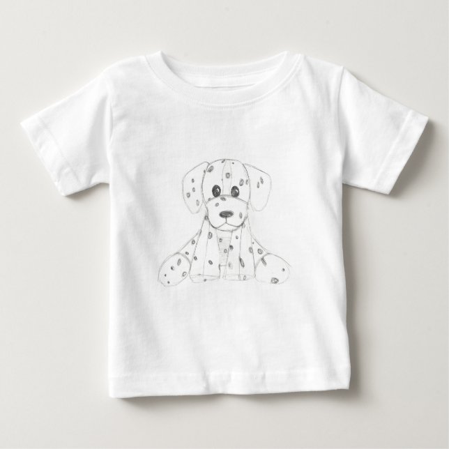 simple dog doodle kids black white dalmatian baby T-Shirt (Front)