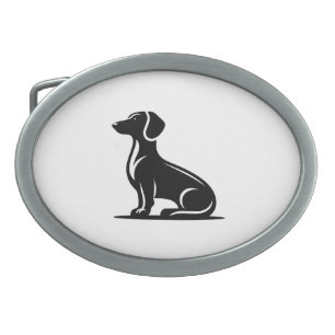 Simple Dog Motif Hunting Dog Silhouette Copy Belt Buckle