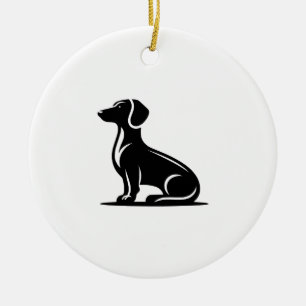 Simple Dog Motif Hunting Dog Silhouette Copy Ceramic Ornament
