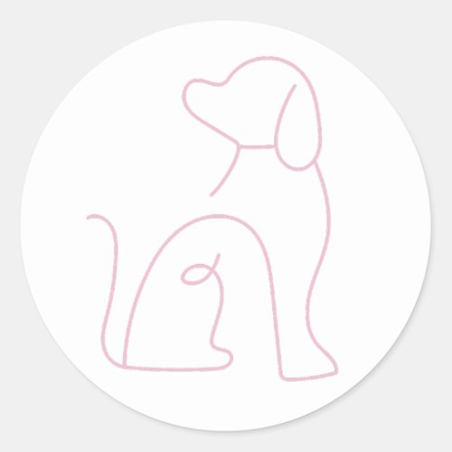 Simple Dog Outline  Classic Round Sticker