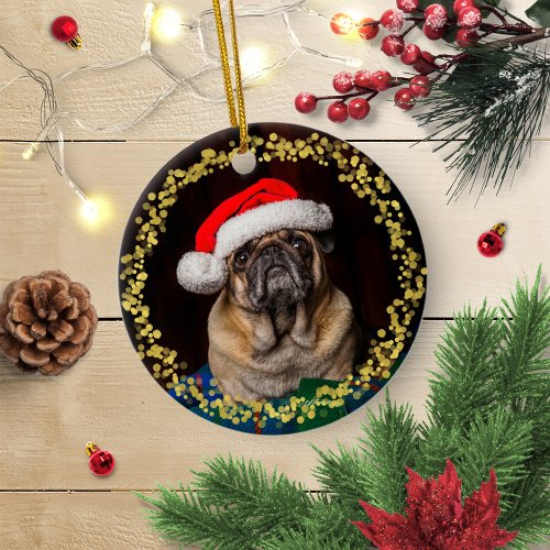 Simple Dog Puppy Pet Christmas Photo Ceramic Ornament