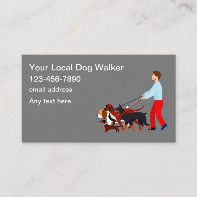 Simple Dog Walker Service Modern  Business Card (Front)