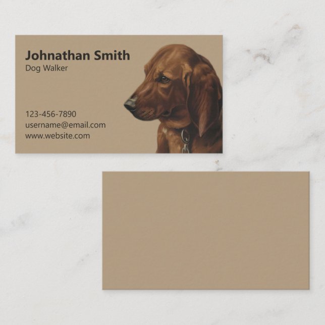 Simple Dog Walker Service (Picture of Dog) Business Card (Front/Back)