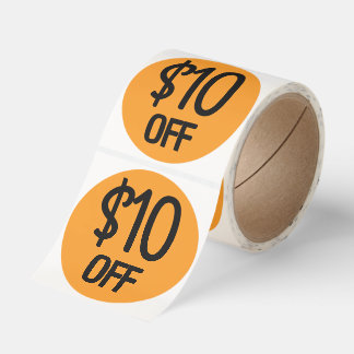 Simple Dollar Discount Black on Orange Classic Round Sticker