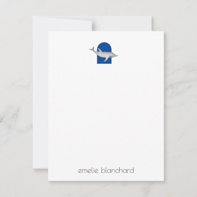 Simple Dolphin Personalized Note Card (Front)