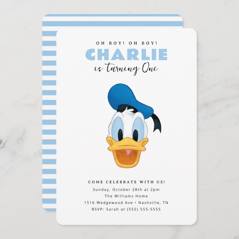 Simple Donald Duck Kids Birthday Invitation