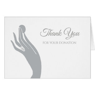 Simple Donation Thank You For Women Hand With Coin Cards