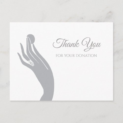 Simple Donation Thank You For Women Hand With Coin Postcard