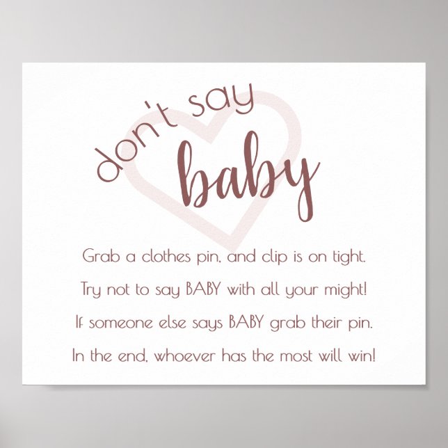 Simple Dont Say Baby | Berry Pink Shower Game Poster (Front)