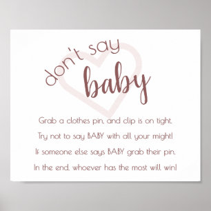 Simple Dont Say Baby Desert Rose Shower Game Poster