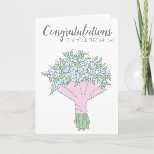 Simple Doodle Forget_Me_Not Bouquet Wedding Card