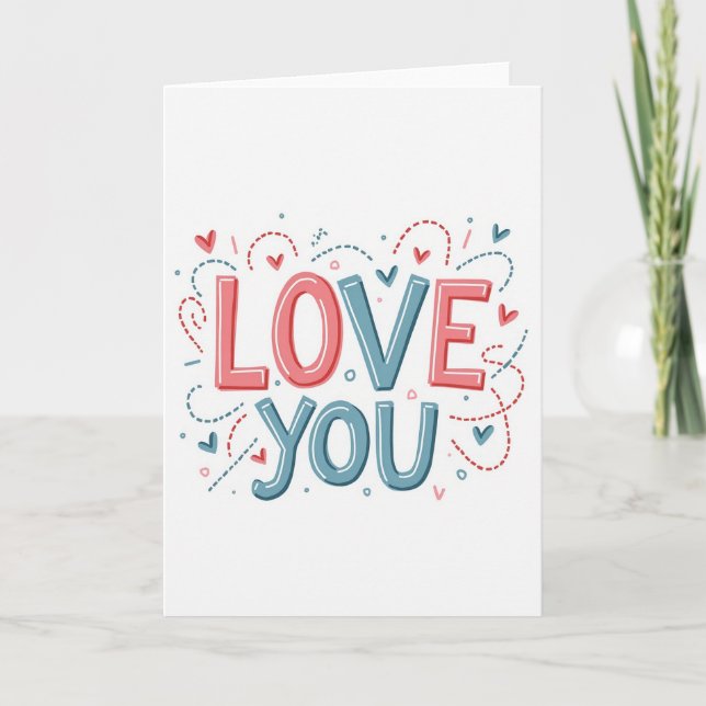 Simple Doodle Love You Matte Card (Front)