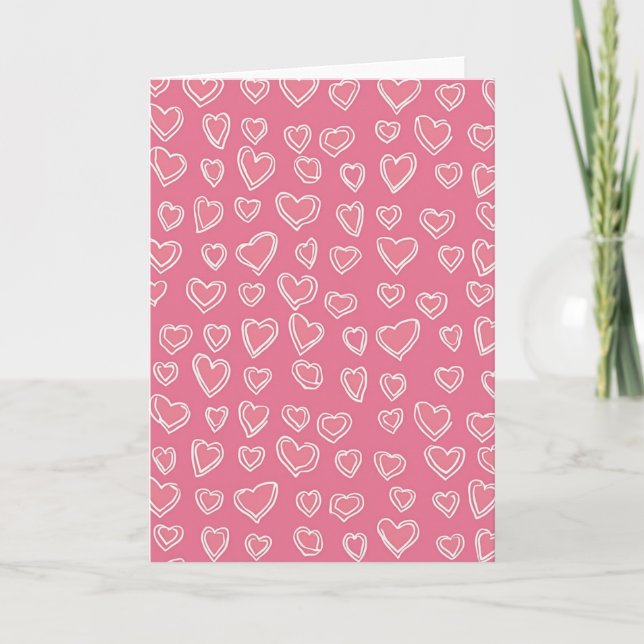 Simple Doodled Hearts Pattern Card (Front)