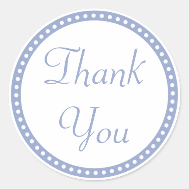 Simple Dot Border Blue Thank You Stickers (Front)