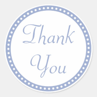 Simple Dot Border Blue Thank You Stickers