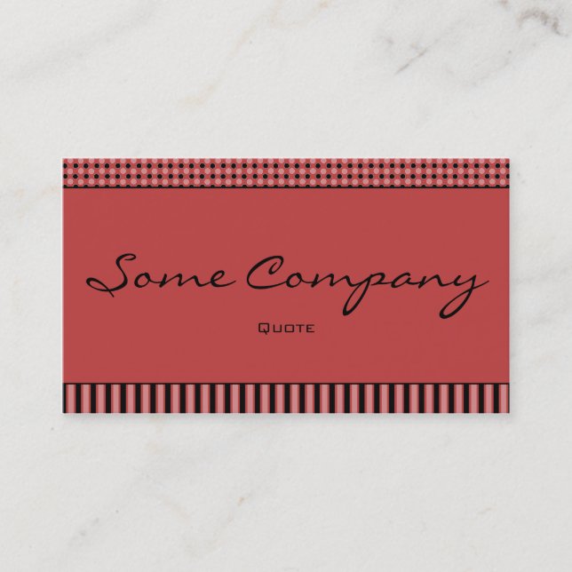 Simple Dots And Stripes (Strawberries) Business Card (Front)