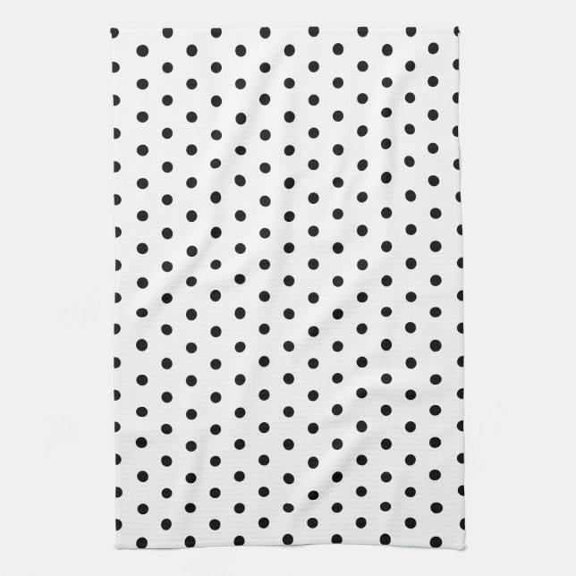 Simple Dots Black and White Polka Dot Design Kitchen Towel (Vertical)
