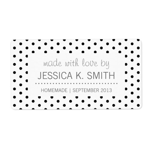 Simple Dots Black and White Polka Dot Design Label