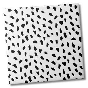 Simple Dots Pattern Black White Ceramic Tile