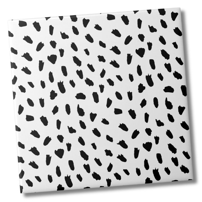 Simple Dots Pattern Black White Ceramic Tile (Simple Messy Dots Pattern Black White Ceramic Tile)