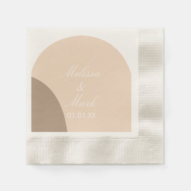 Simple Double Arch Earth Shape Monogram Napkins (Front)