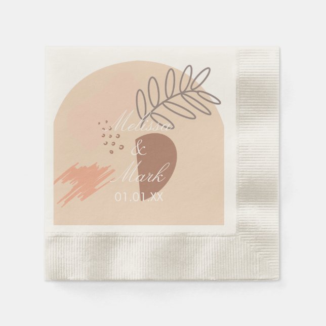 Simple Double Arch Geometric Earth Shape Monogram Napkins (Front)