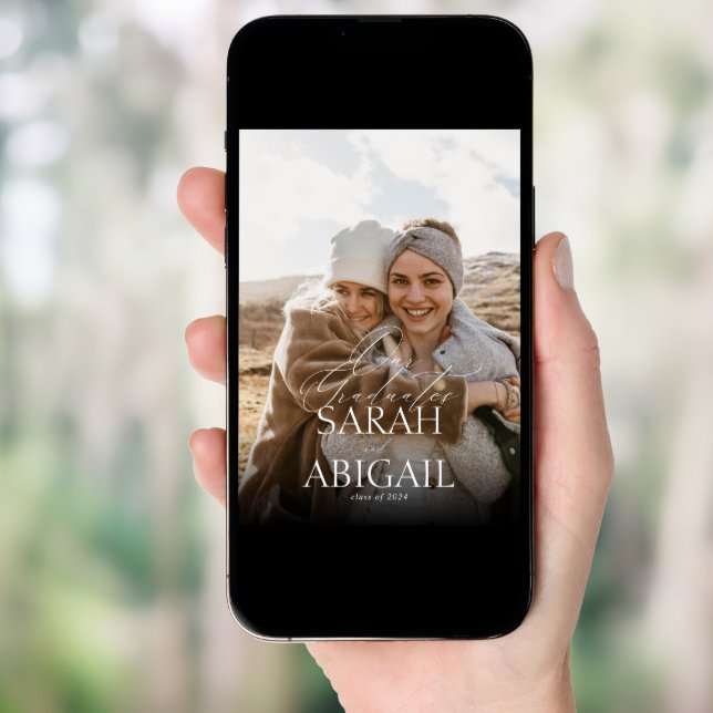 Simple Double Celebration Photo Graduation Party Invitation (Front Digital)