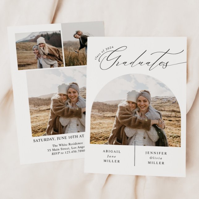 Simple Double Celebration Photo Graduation Party Invitation (Creator Uploaded)