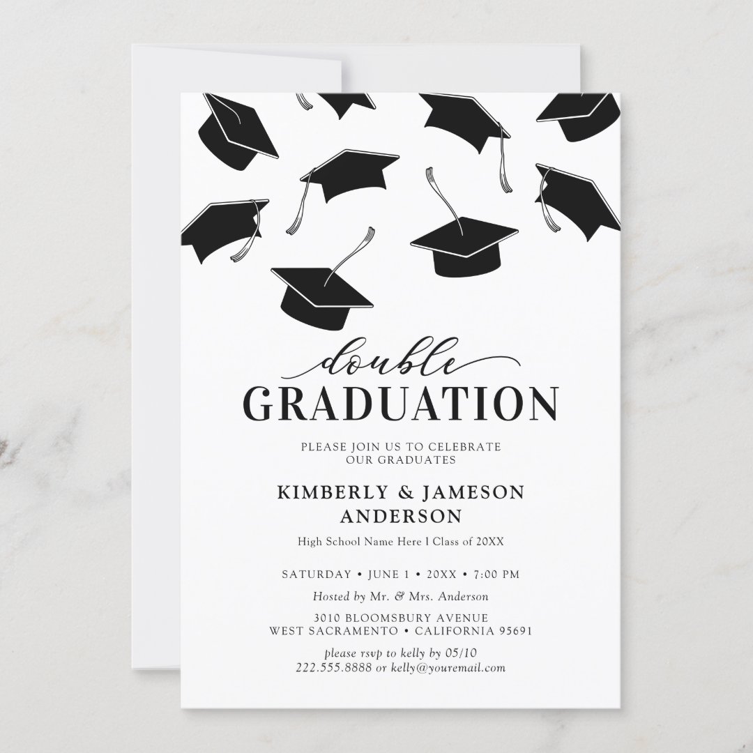 Simple Double Graduation Party Invitations | Zazzle